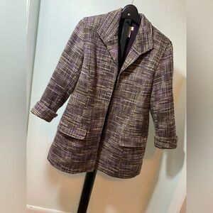 Chico’s Purple Tweed Long-line Jacket/Blazer